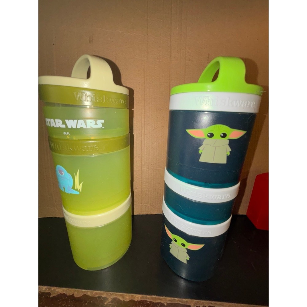 Lot 2 Whiskware STAR WARS Mandalorian Snack Pack Container Grogu Disney Stack